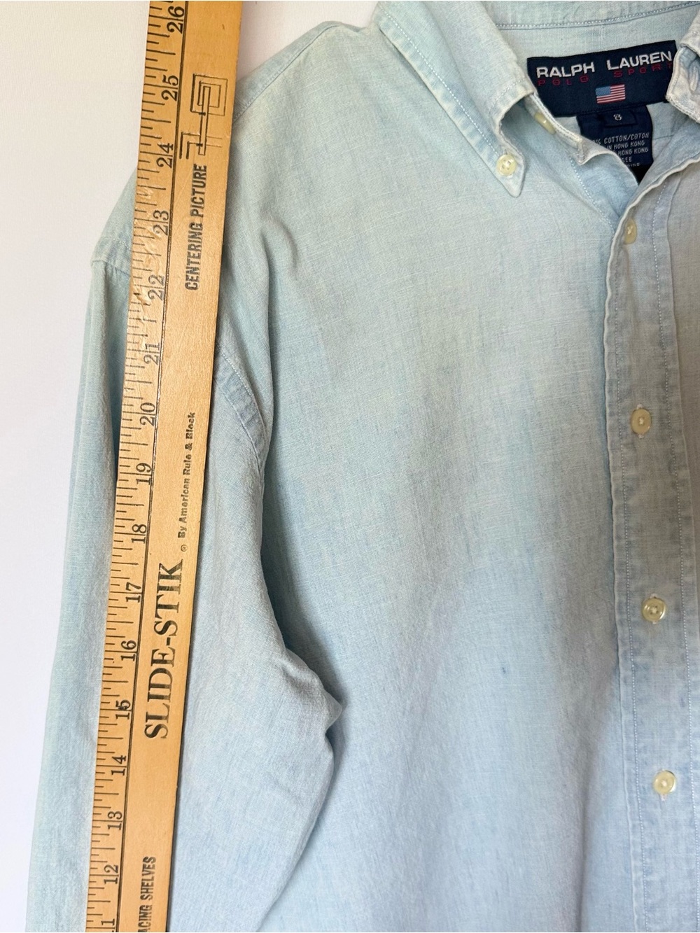 Ralph Lauren Polo Sport Women's 8 Soft Faded Chambray Oxford Shirt Vintage 90s - Picture 5 of 6